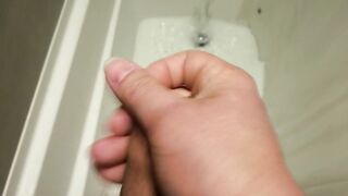Stroking in a new shower....same result... jizz flow