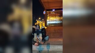 Taniax take off her mini shorts and cum on the street