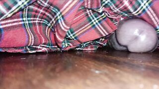 Sexy Crossdresser In Plaid Skirt Humps The Floor Until There Is No Greater amount Cum