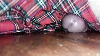 Sexy Crossdresser In Plaid Skirt Humps The Floor Until There Is No Greater amount Cum