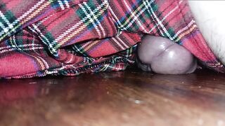 Sexy Crossdresser In Plaid Skirt Humps The Floor Until There Is No Greater amount Cum