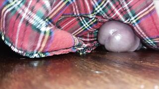 Sexy Crossdresser In Plaid Skirt Humps The Floor Until There Is No Greater amount Cum