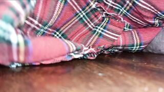 Sexy Crossdresser In Plaid Skirt Humps The Floor Until There Is No Greater amount Cum