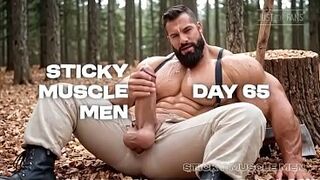 Sticky Muscle Men Day 65 Preview, AI-Generated Muscle Lads, Big Weenies, Big Cum Loads