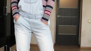 Girl pees jeans