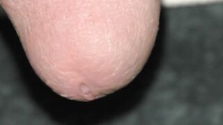 gravity pulls the precum out, leaking cum, spunk flow finish