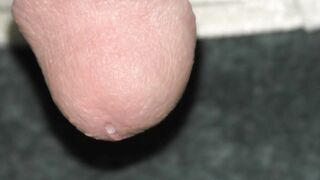 gravity pulls the precum out, leaking cum, spunk flow finish