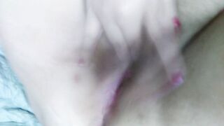 Unshaved snatch close up masturbating