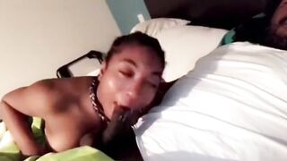 Ebony Big Ass Ass Love Deepthoat Beg to Get a Precious Throat Training with Stepdaddy BBC Sloppy Oral sex