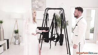 Bride Lexi Lore is shocked that her broinlaw gave her a sex swing.This sweetheart sees hes sad about her reaction and will try it out.The golden-haired lets him bang her