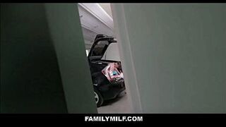 FamilyMILF - Big Boobs Brunette MILF Step Mom Banged By The one and the other Her Step Daughter & Step Son After Getting Caught POV