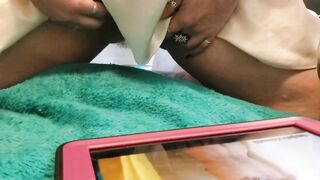 GanjaGoddess69 watches herself and gets moist! Porn review in granny panties