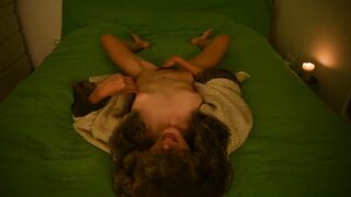 hot amateur masturbating and moan on the couch wearing fur coat