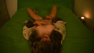 hot amateur masturbating and moan on the couch wearing fur coat