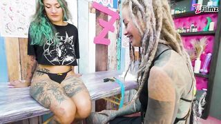 ANAL THREE-SOME during TATTOO session