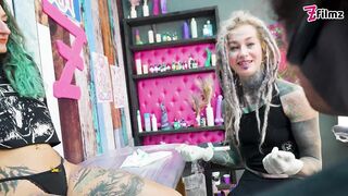 ANAL THREE-SOME during TATTOO session