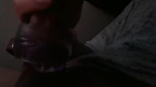 Excited edging stud masturbating