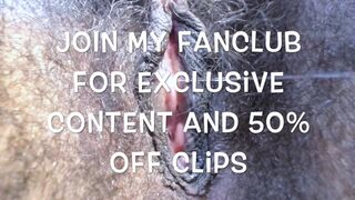 Bushy Snatch cum and close up Pink Sex-toy Promo