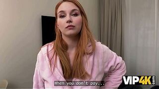VIP4K. A Redhead Seduced the Debt collector