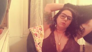 BBW Smokes a Bowl then Shoves two Toys in her Twat
