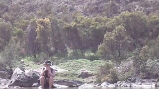 Strip to Bare a public River Crossing Swim & Bang(Sorry for the water drop)