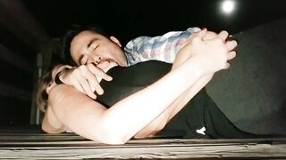 Nursing on a Public Pier at Night - Button cums 2x from nipp stimulation