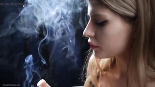Sexy Golden-haired Is Smokin' two Reds in a Row