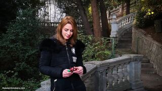 Absolutely Stunning Lady Is Smokin' 120mm Saratoga Cigarette in the Park