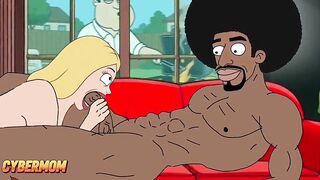 Black Plumber Screws Married Housewife During the time that Cuckold Husband Cooks BBQ. Cartoon RimJob