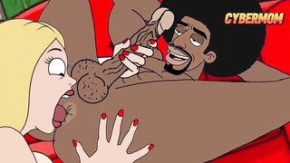 Black Plumber Screws Married Housewife During the time that Cuckold Husband Cooks BBQ. Cartoon RimJob