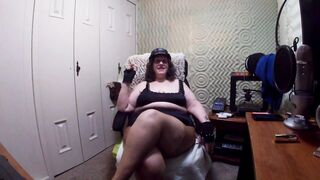 BBW Granny Wearing Pantyhose Size 11 Feet Smokin' a Cigar