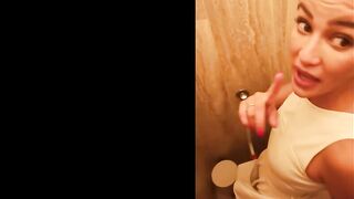 Cherry Kiss bang in water closet of restaurant fellatio-sex pee play and cum shot