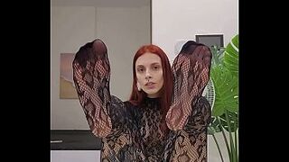Foot Worship in Sheer Black Fishnet Bodysuit – Consummate Nylon Feet
