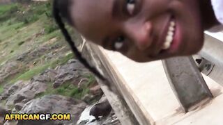 I wrecked this BRATTY EBONY snatch in the park POV... my WHITE PENIS stretched her wide