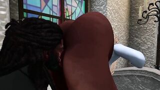 Second Life Black dude fucks Latina woman in a church