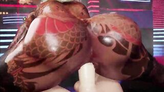 Silicone big breast golden-haired gal with big lips and tatoo a bit of ass