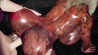 Silicone big breast golden-haired gal with big lips and tatoo a bit of ass