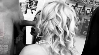Classic Lucky Customer Fucks two Busty Girls in the Sexshop