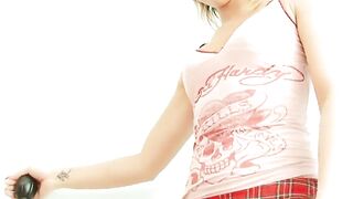 Stunning Blonde Floozie Natalia Forrest Likes to Caress Her Vagina with Fingers and Sex Toy
