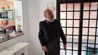 Wife seduces husband who arrives home tired from work. Romantic Sex