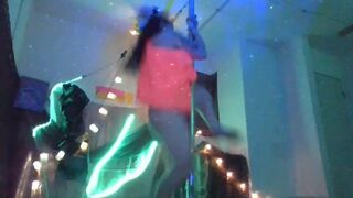 Black light pole tricks & suck and fuck till I cum