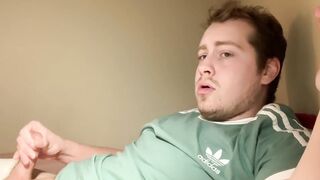 Tattooed man trying to get his schlong up for hard masterbation big cumshot
