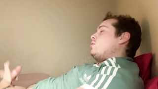 Tattooed man trying to get his schlong up for hard masterbation big cumshot