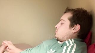 Tattooed man trying to get his schlong up for hard masterbation big cumshot