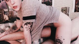 My boyfriend was too tired to fuck me so I rubbed on his body to cum