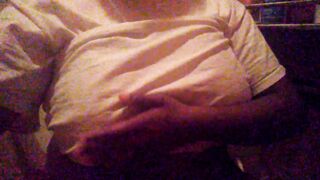 Thick Ebony shows off her big natural titties