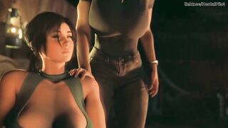 Tomb Raider Lara Gets The Giant Futanari Jock From The Camp - 3D Animation