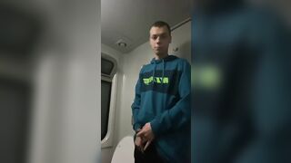 I'm jerking off in the train crap-house, they almost caught me, a tot of cum