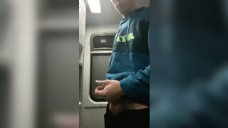 I'm jerking off in the train crap-house, they almost caught me, a tot of cum