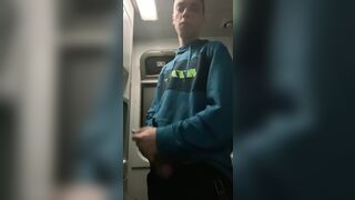 I'm jerking off in the train crap-house, they almost caught me, a tot of cum